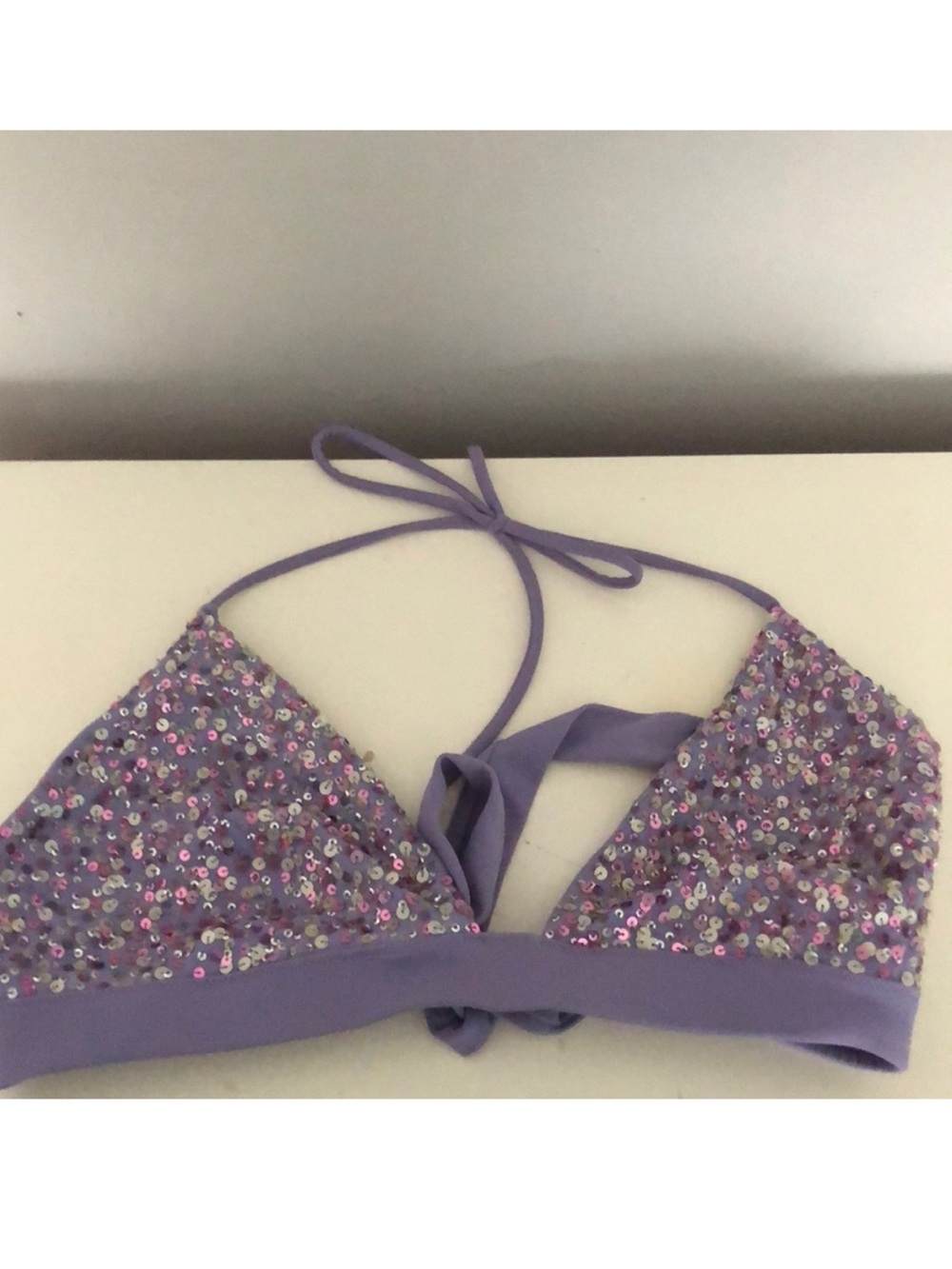Victoria's Secret Lavender Sequin Triangle Bikini Top